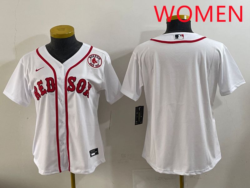 Women 2025 Boston Red Sox Blank White Game Nike MLB Jersey style 3->women mlb jersey->Women Jersey
